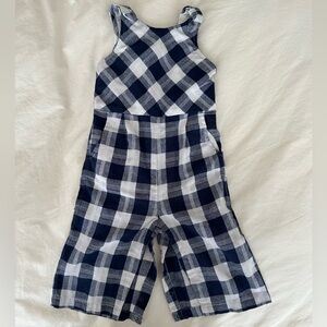 Habitual Kids Navy and White Checkered Jumpsuit